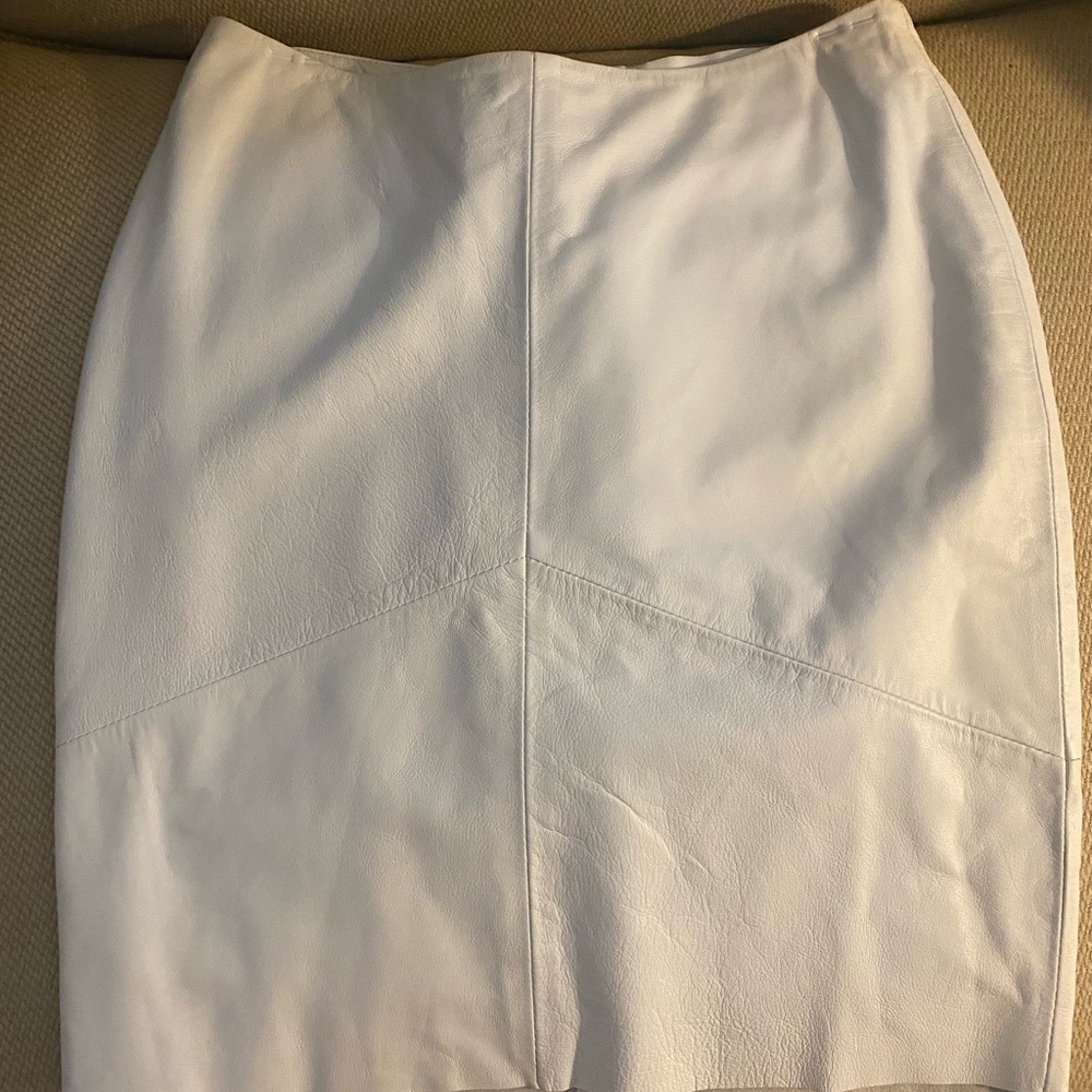 Kelly Bergin  White Leather mini skirt